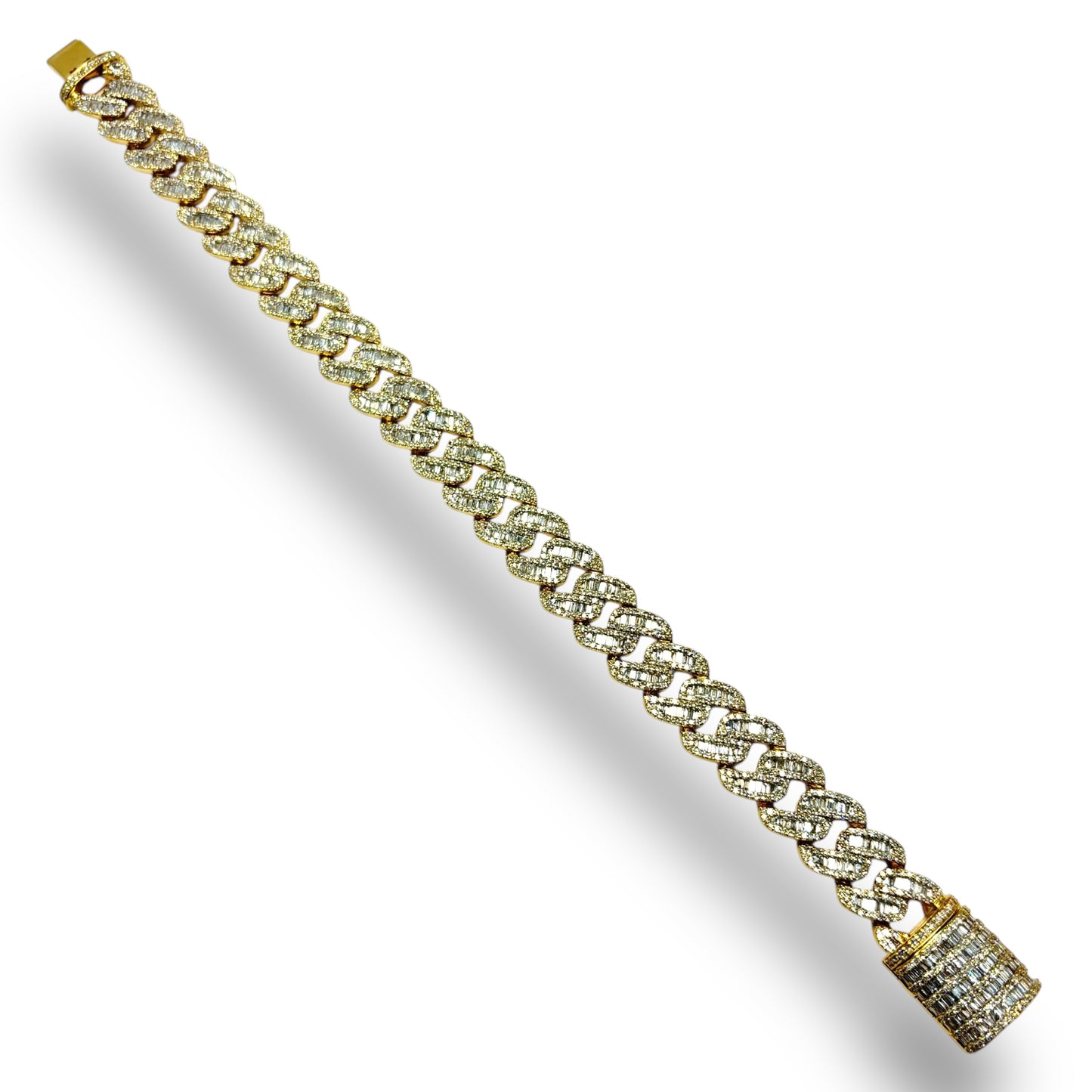 12.5MM SOLID 10KT GOLD 33.7G 8” BAGUETTE CUBAN BRACELET