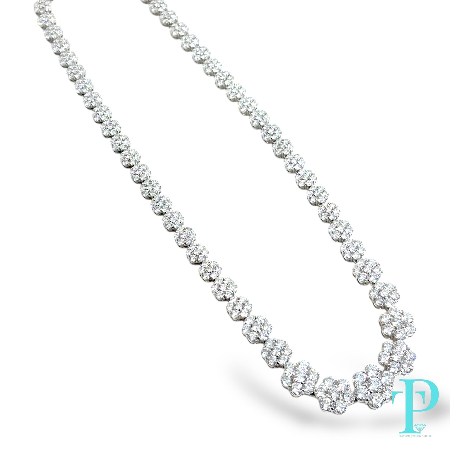 LARGE POINTER CLUSTER / TENNIS NECKLACE / 16” 14KT 26.11CTW / VVS-1 LAB-GROWN