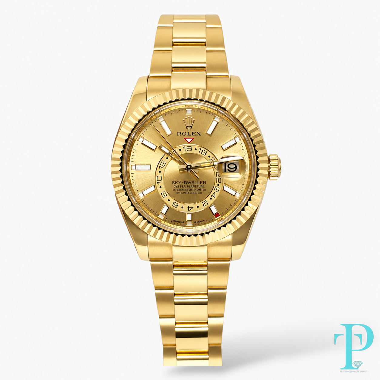 PRE-OWNED 42MM ROLEX SKY-DWELLER 18KT GOLD MENS WATCH REF.336938