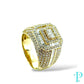 14KT GOLD MENS SQUARE TOP RING VVS-1 DIAMONDS