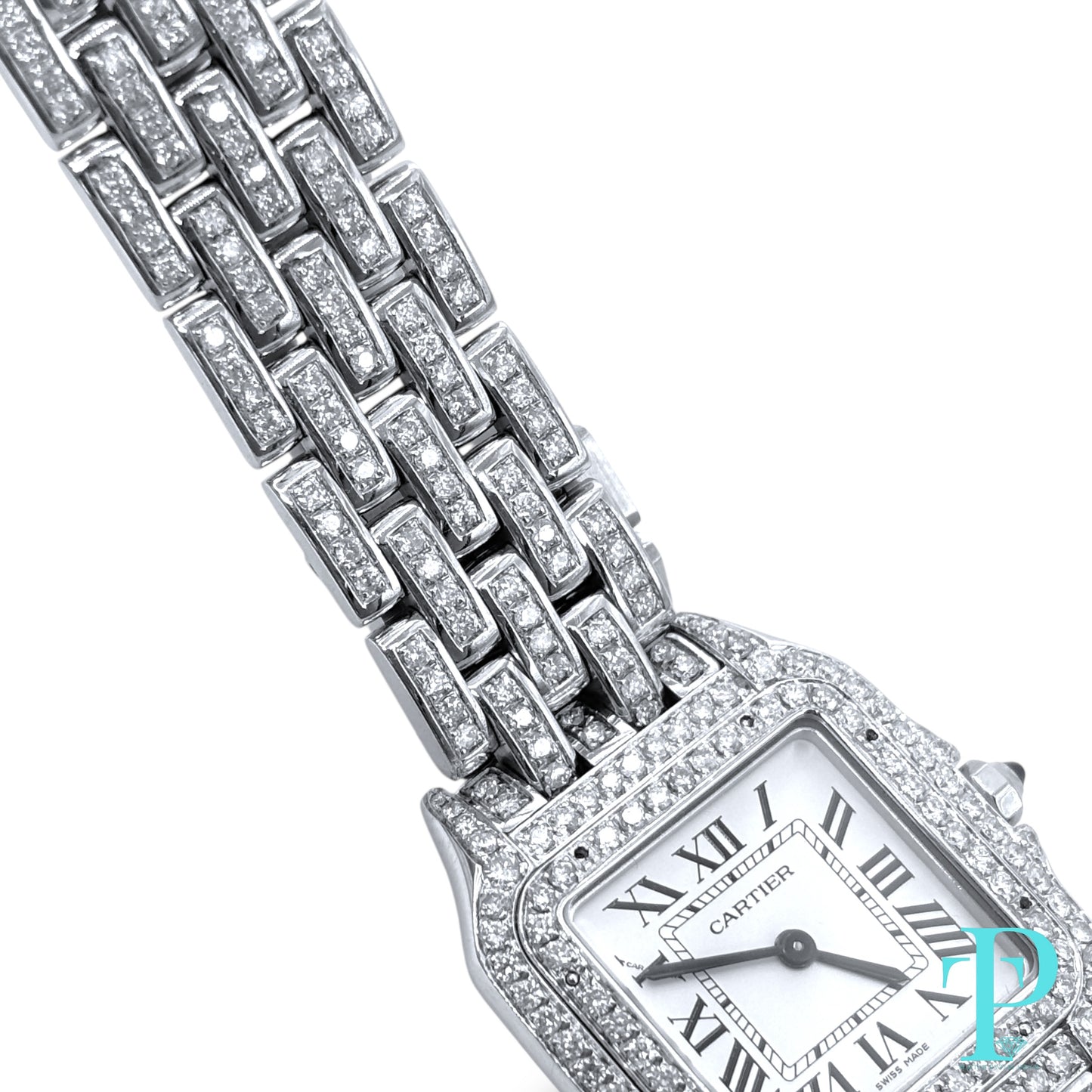 31MM CARTIER PANTHERE DE CARTIER / BUSTDOWN / DIAMOND ENCRUSTED / STAINLESS STEEL / NATURAL DIAMONDS / WHITE ROMAN DIAL