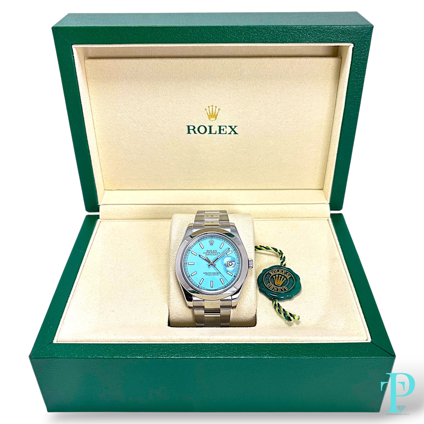 41MM ROLEX DATEJUST TIFFANY BLUE DIAL MENS WATCH REF.116300