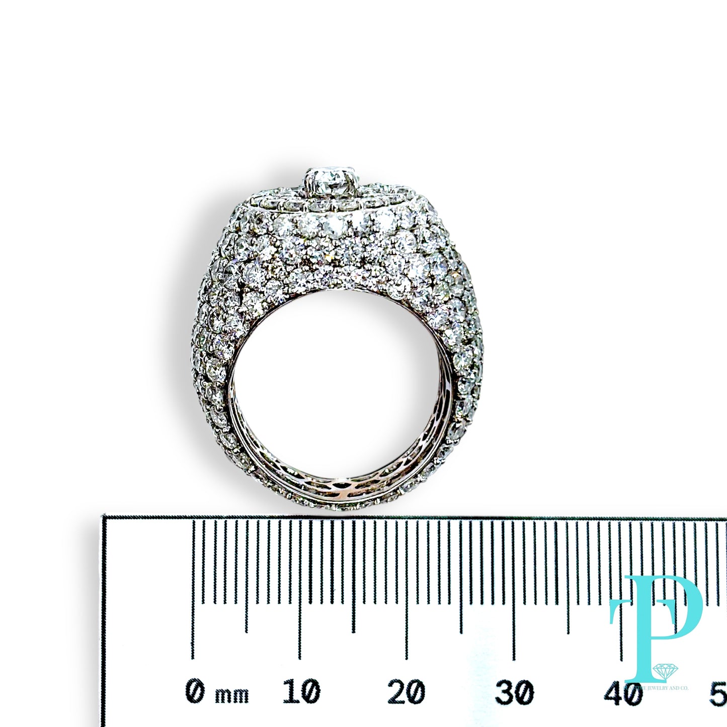 14KT WHITE GOLD “ICEBERG” RING 9.22CTW VVS-1 LAB-GROWN DIAMOND SIGNET RING