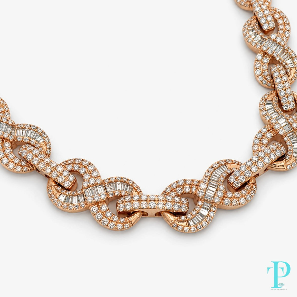 14KT ROSE GOLD DIAMOND SET INFINITY CHAIN 15.5MM 22” 163g (LGD)