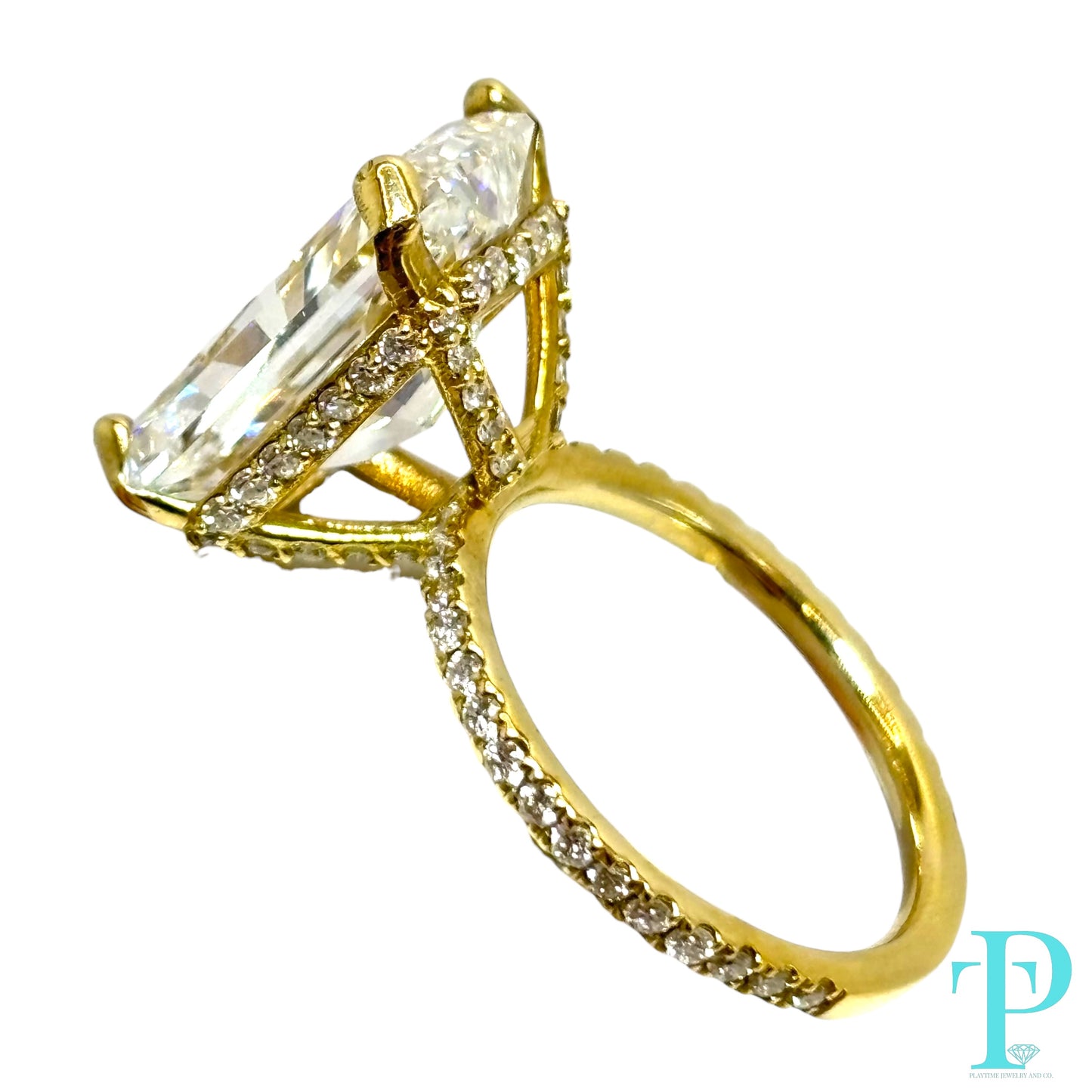 10.58CTW RADIANT-CUT LAB-GROWN DIAMOND ENGAGEMENT RING 14KT YELLOW GOLD