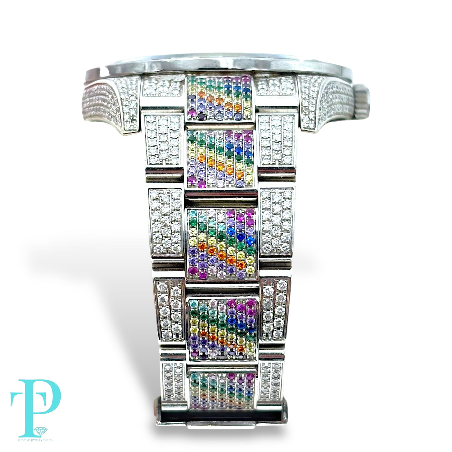 41MM ROLEX DATEJUST RAINBOW SAPPHIRE & DIAMOND BUSTDOWN MEN’S WATCH / REF. 116300