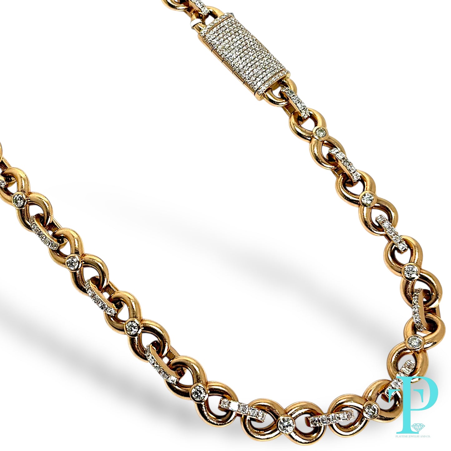 14KT ROSE GOLD 166g 22” 17.31CTW INFINITY LINK DIAMOND CHAIN