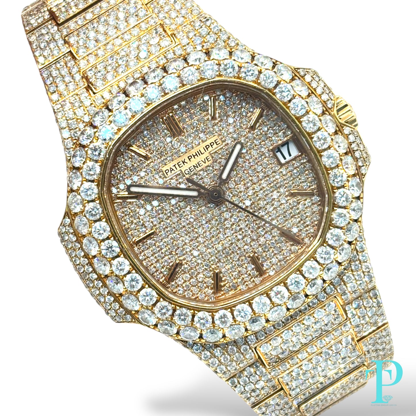 PATEK PHILIPPE 40MM 18KT ROSE GOLD BUSTDOWN/DIAMOND ENCRUSTED