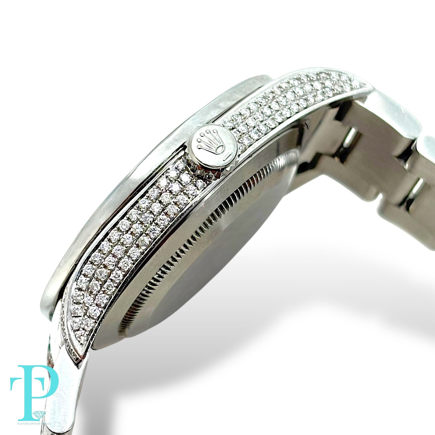 41MM ROLEX DATEJUST RAINBOW SAPPHIRE & DIAMOND BUSTDOWN MEN’S WATCH / REF. 116300