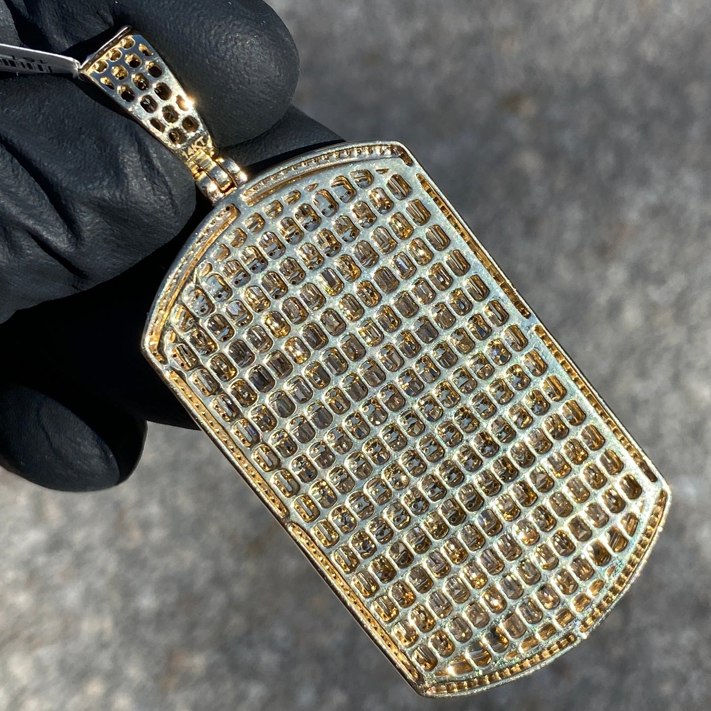 SOLID 14KT VVS-1 NATURAL DIAMOND “DOG-TAG” PENDANT