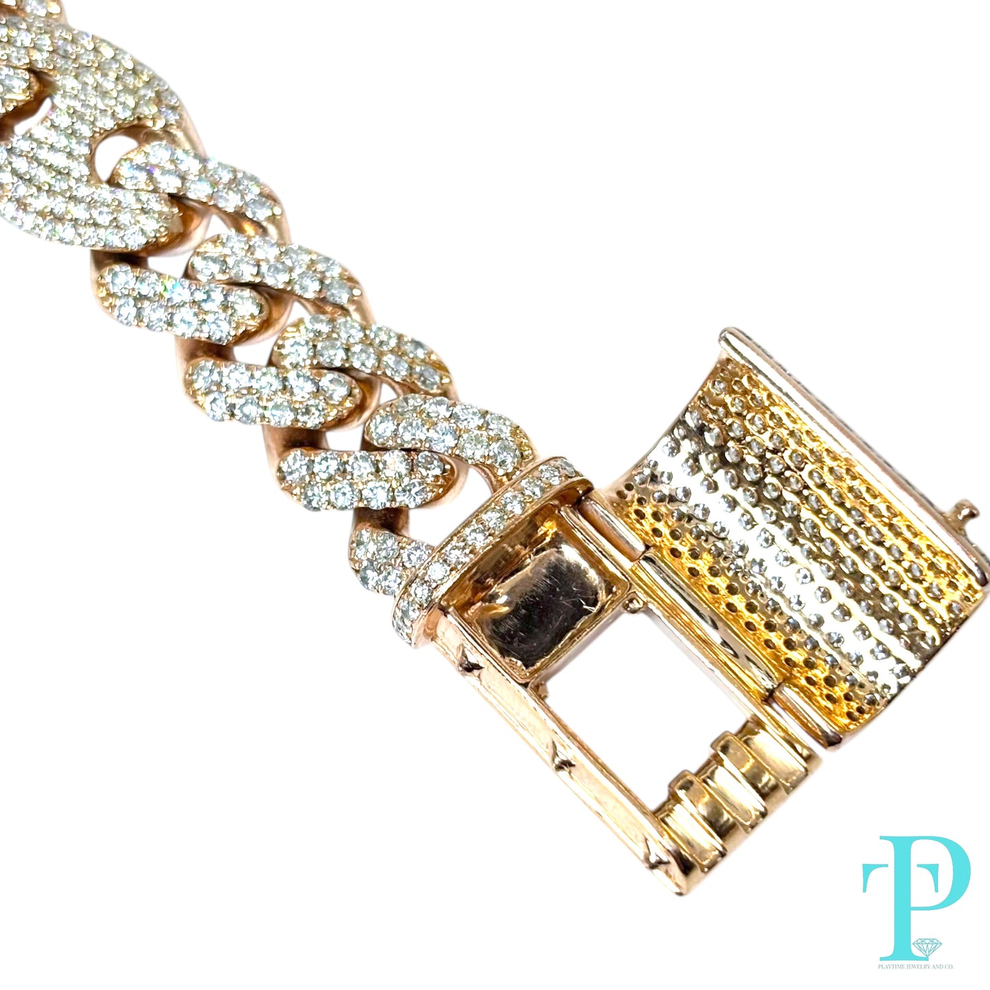 15MM 10KT ROSE GOLD MIAMI CUBAN/GUCCI HYBRID LINK DIAMOND BRACELET 8.5” 76.92g 13.56CTW