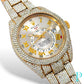 42MM 18KT ROSE GOLD ROLEX SKY-DWELLER PAVE VVS-1 DIAMOND BUSTDOWN MENS WATCH