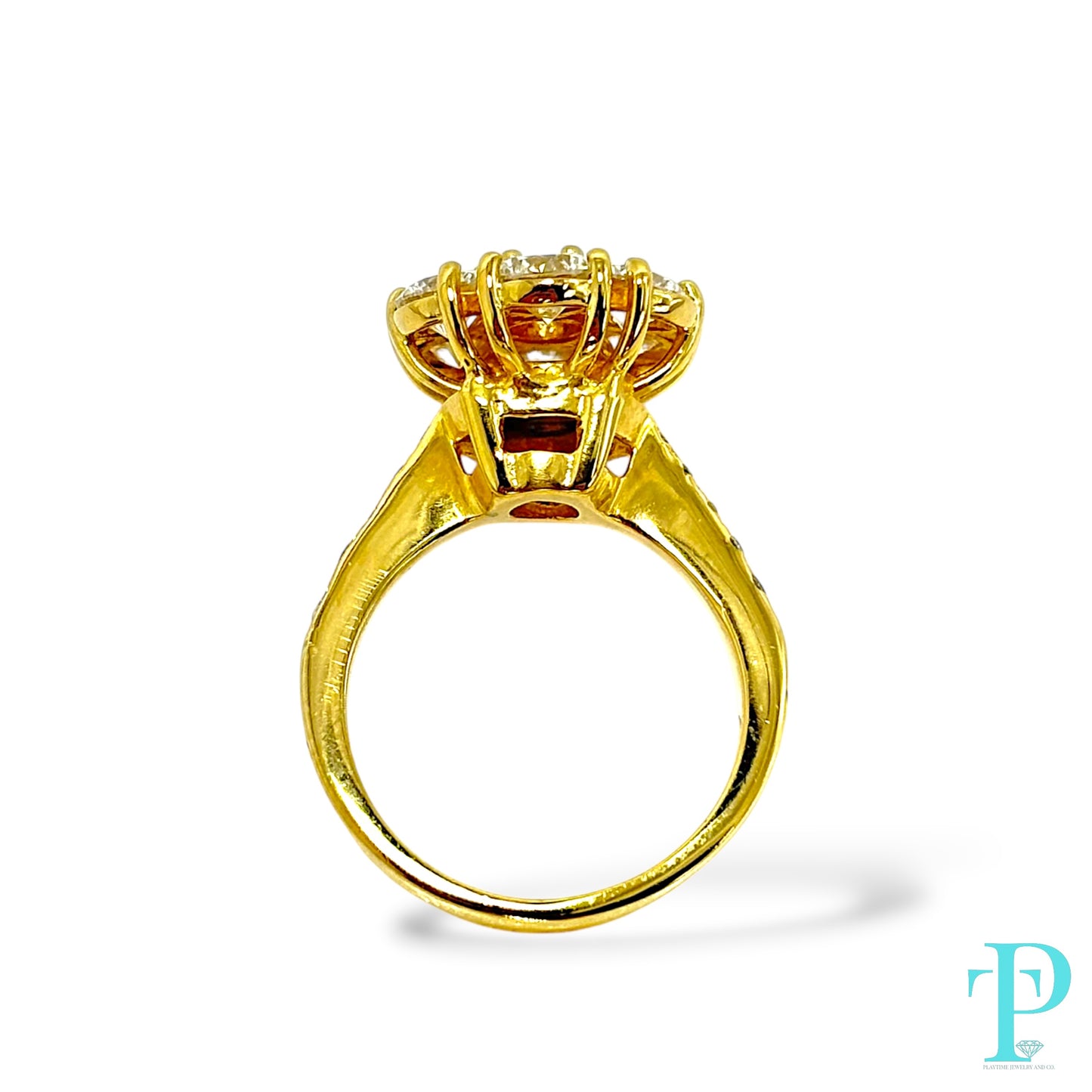 14KT GOLD 1.05CTW LAB-GROWN DIAMOND CLUSTER RING