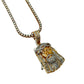 SOLID 14KT GOLD BAGUETTE AND ROUND VVS-1 DIAMOND JESUS PENDANT
