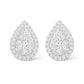 .90CTW 14KT WHITE GOLD IGI TEARDROP DIAMOND CLUSTER UNI-SEX STUD EARRINGS