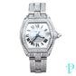 38MM CARTIER ROADSTER BUSTDOWN/DIAMOND ENCRUSTED REF. 2510 STAINLESS STEEL / WHITE ROMAN DIAL / AUTOMATIC MOVEMENT