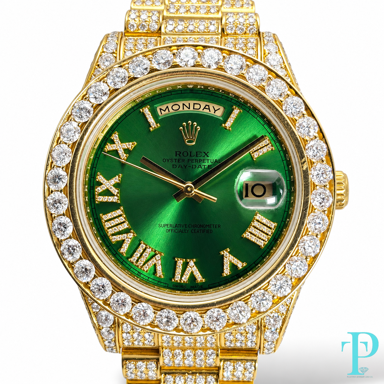 PRE-OWNED 41MM ROLEX DAY-DATE “PRESIDENTIAL” 18KT GOLD 30CTW DIAMOND BUSTDOWN