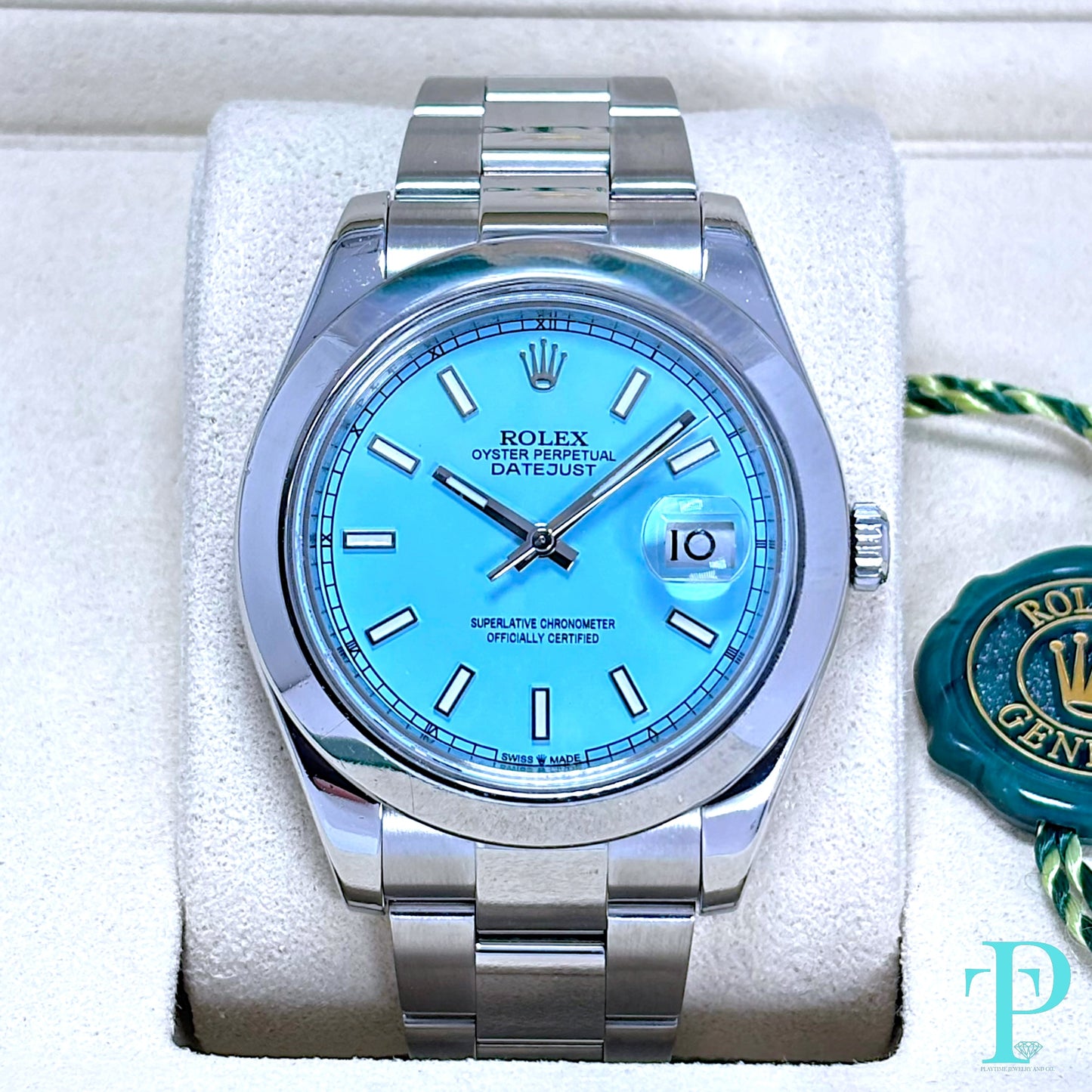 41MM ROLEX DATEJUST TIFFANY BLUE DIAL MENS WATCH REF.116300