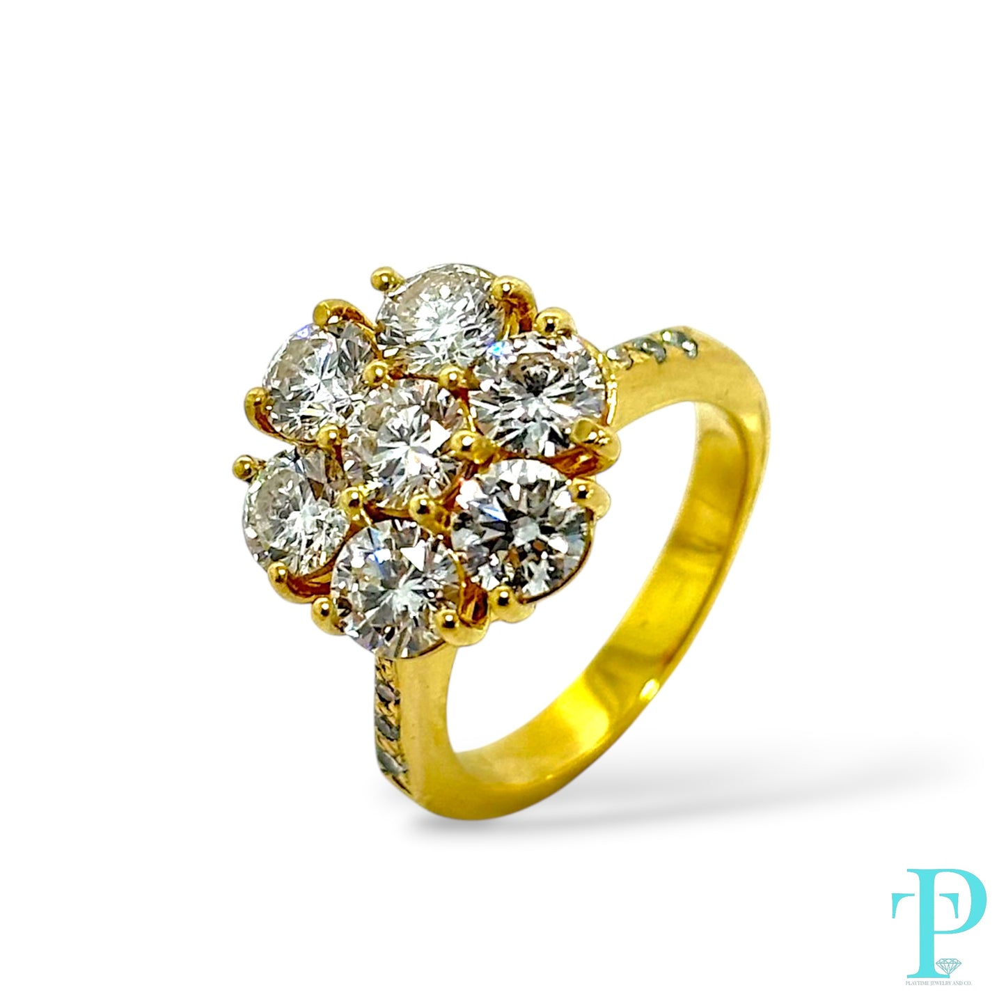 14KT GOLD 1.05CTW LAB-GROWN DIAMOND CLUSTER RING