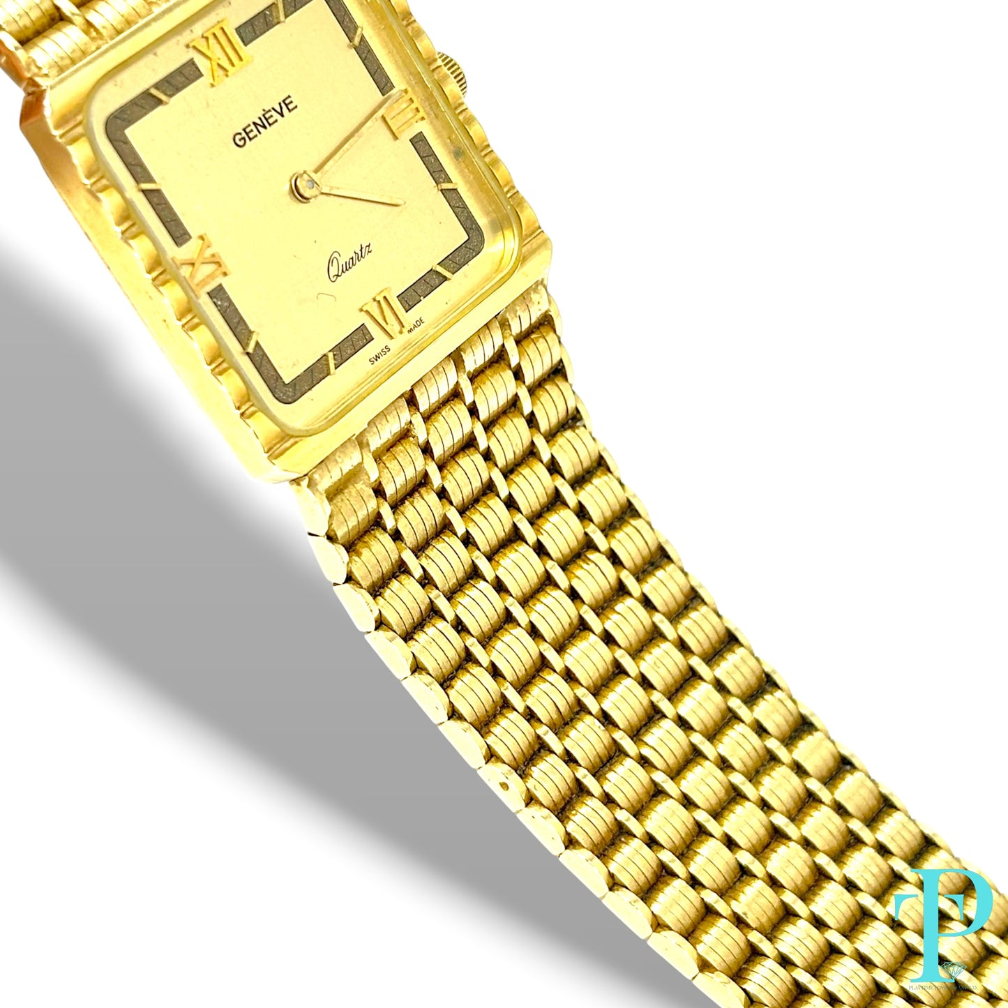 36MM VINTAGE GENÈVE 14KT SOLID GOLD RECTANGULAR WATCH