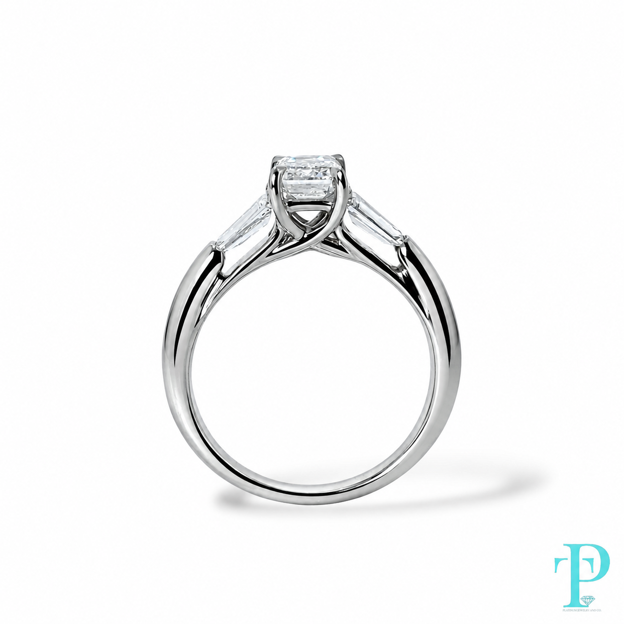 2.00CT 14KT WHITE GOLD EMERALD-CUT LAB-GROWN DIAMOND ENGAGEMENT RING