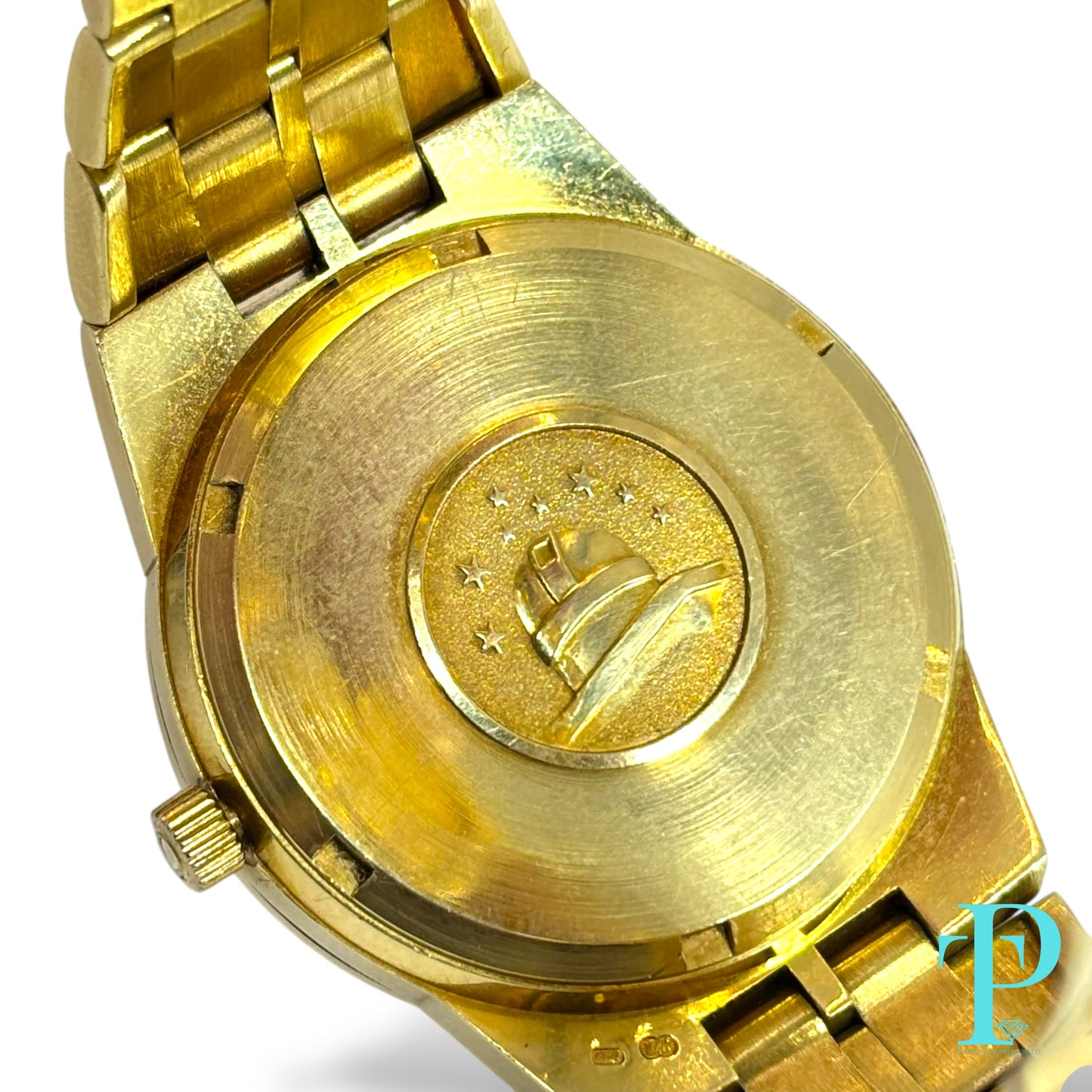 36MM OMEGA CONSTELLATION SOLID 18KT YELLOW GOLD / FACTORY DIAMOND SETTING / CHAMPAGNE DIAL DIAMOND HOUR MARKERS