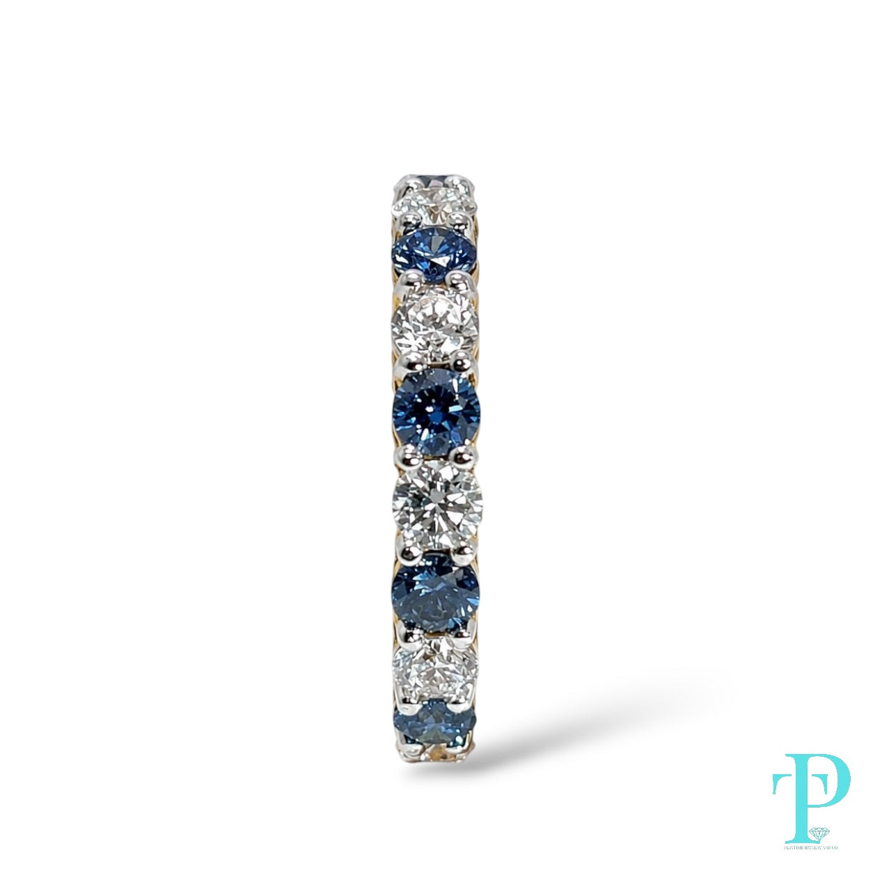 3.20CTW 14KT GOLD BLUE & WHITE LAB DIAMOND ETERNITY BAND