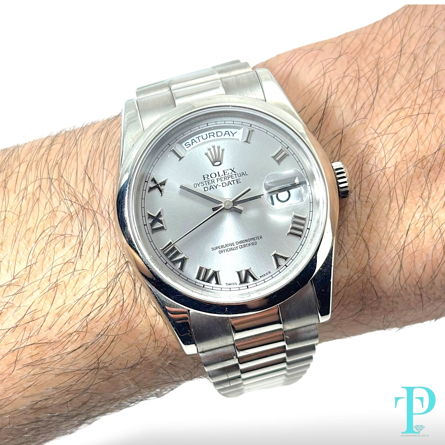 36MM ROLEX DAY-DATE 18KT WHITE GOLD MENS WATCH REF.228238