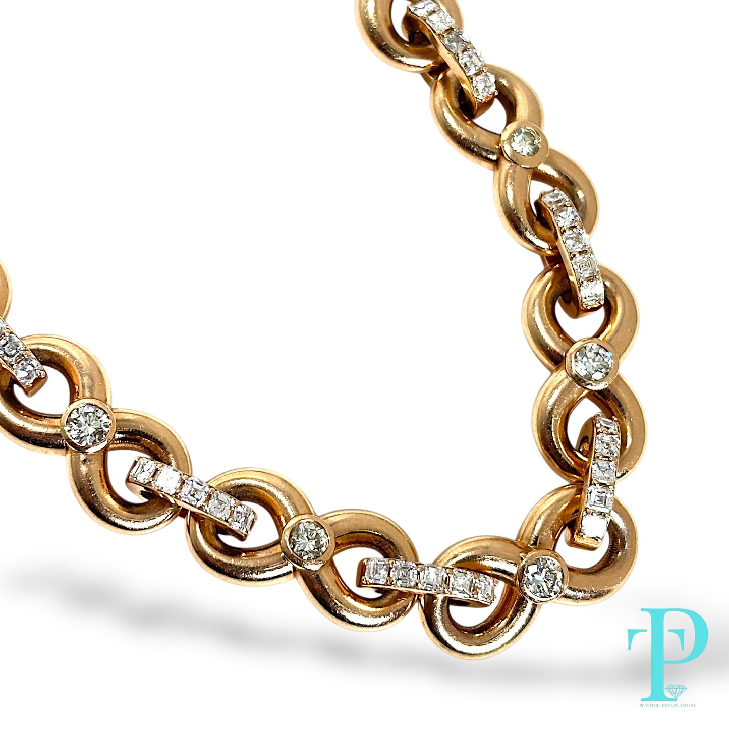 14KT ROSE GOLD 166g 22” 17.31CTW INFINITY LINK DIAMOND CHAIN