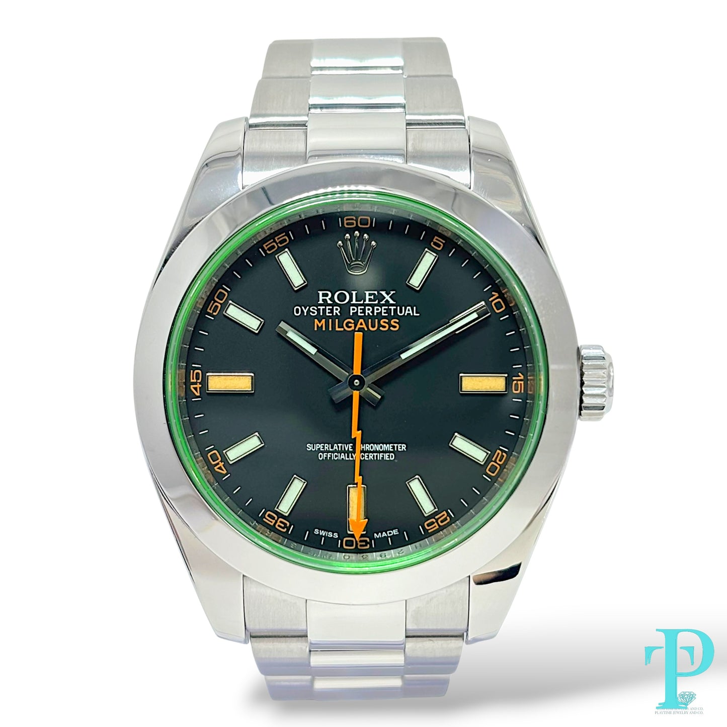40MM ROLEX MILGAUSS GREEN CRYSTAL / Ref.116400V BLACK DIAL