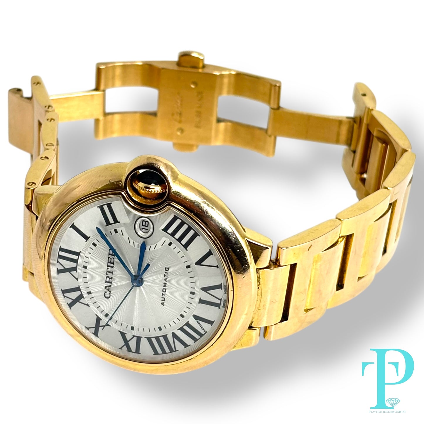 38MM CARTIER BALLON BLEU / 18KT ROSE GOLD / WHITE ROMAN DIAL / AUTOMATIC