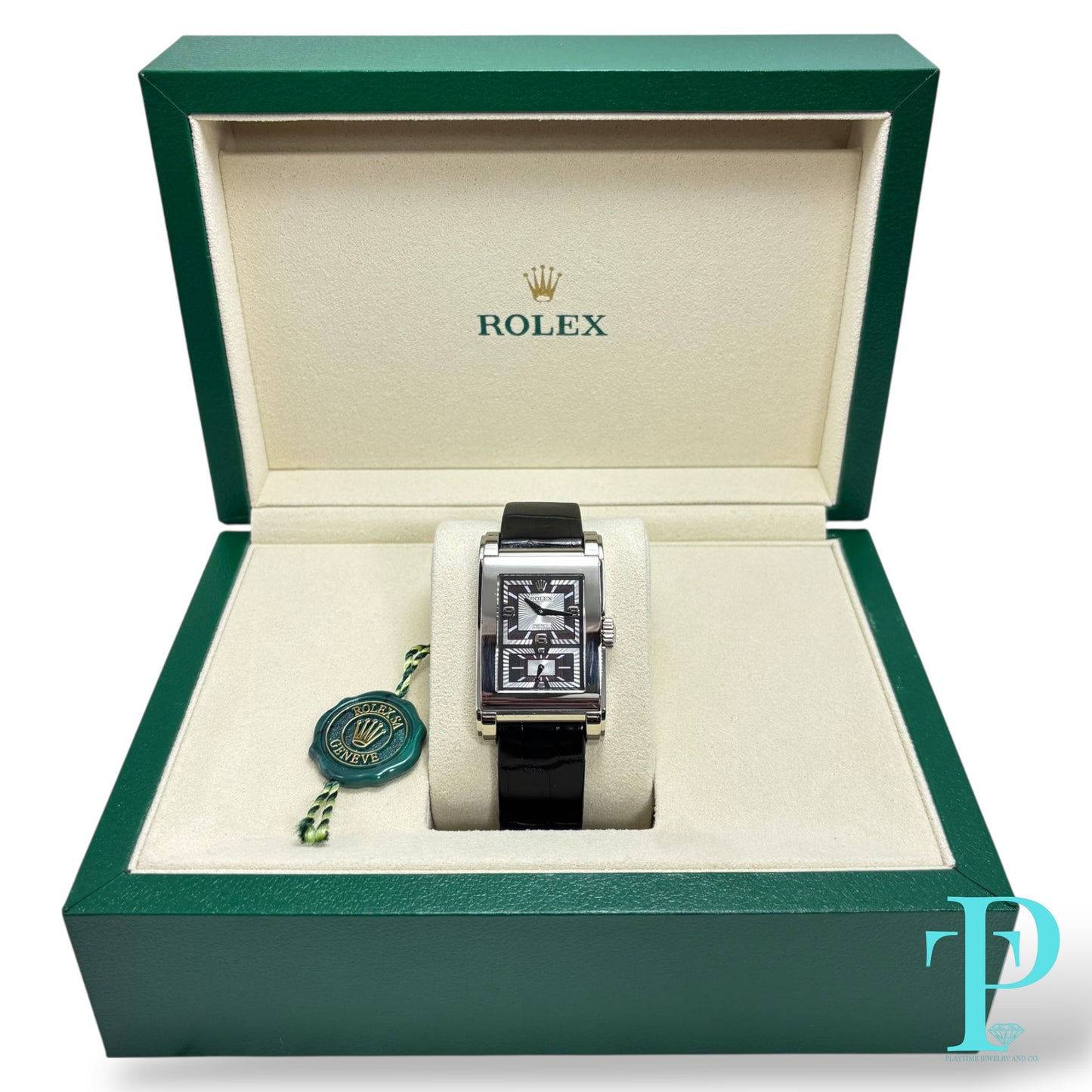 28MM ROLEX CELLINI CHRONOMETER 18KT WHITE GOLD MENS WATCH / REF. 5443/9