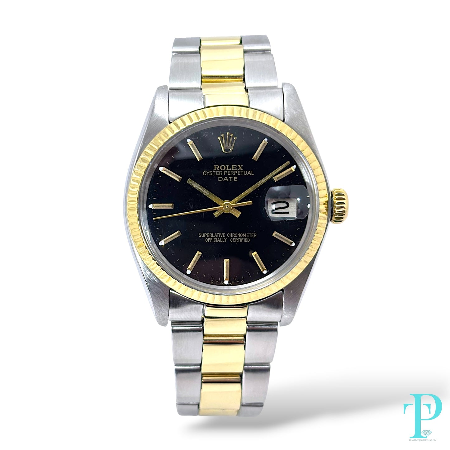 34MM ROLEX DATE Ref.1503 14KT YELLOW GOLD TWO-TONE MENS WATCH