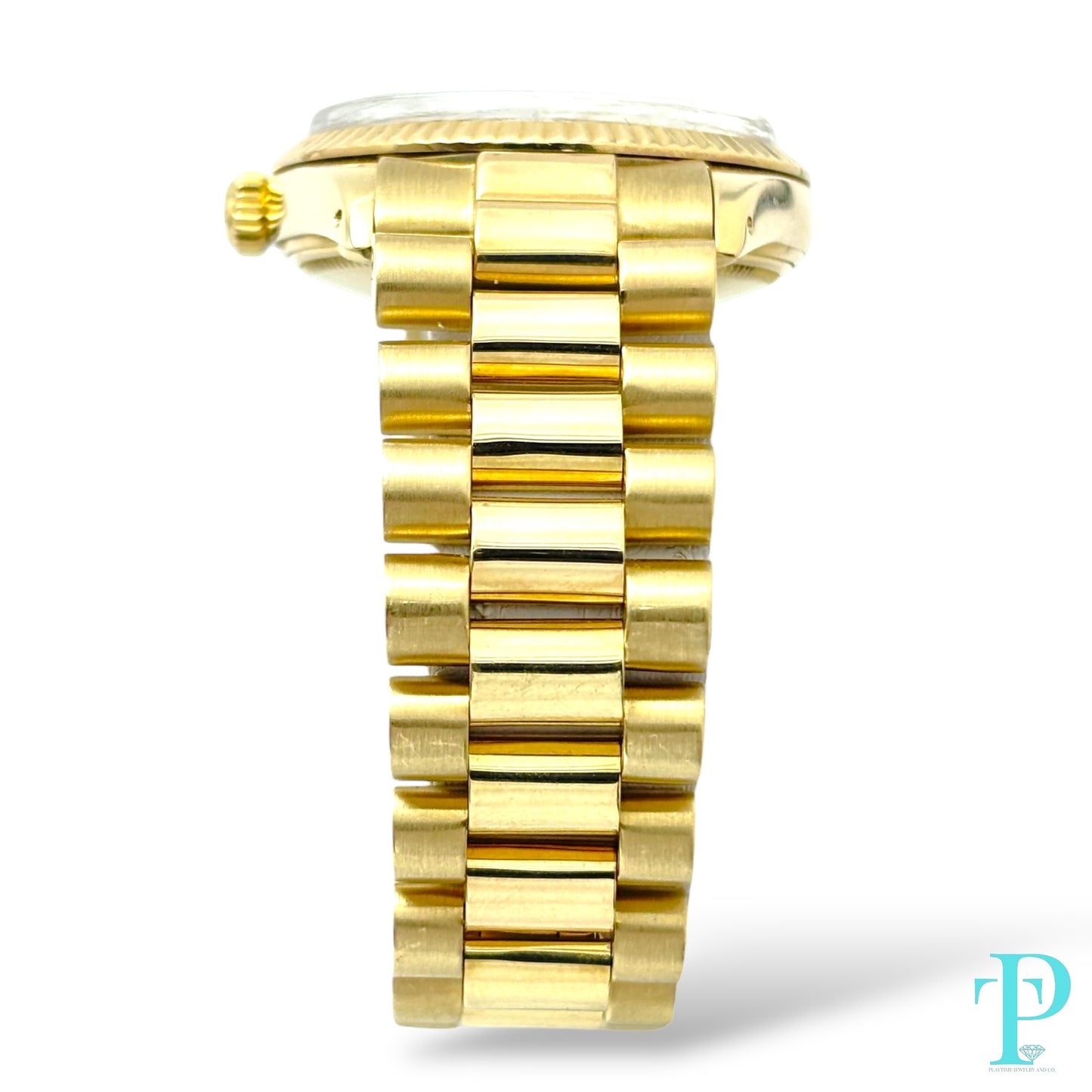 34MM ROLEX DATE REF.1510 / 14KT SOLID GOLD / MOP DIAL / PRESIDENTIAL BRACELET / AUTOMATIC