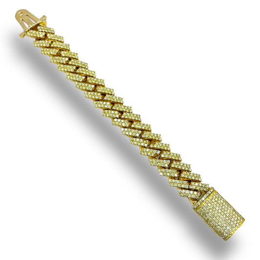 19MM 10KT YELLOW GOLD DIAMOND MIAMI CUBAN LINK BRACELET 17.50 CTW