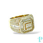 14KT GOLD MENS SQUARE TOP RING VVS-1 DIAMONDS