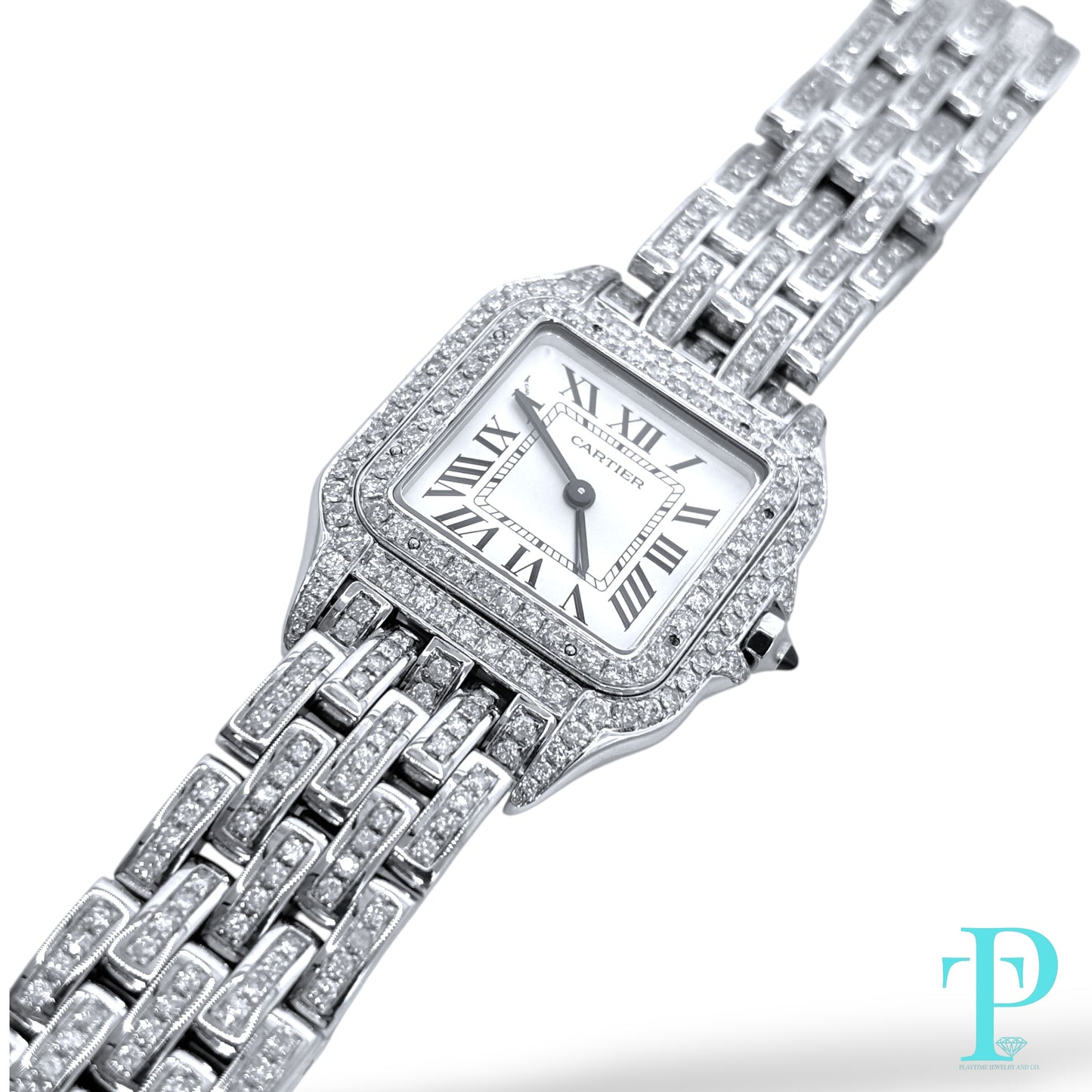 31MM CARTIER PANTHERE DE CARTIER / BUSTDOWN / DIAMOND ENCRUSTED / STAINLESS STEEL / NATURAL DIAMONDS / WHITE ROMAN DIAL