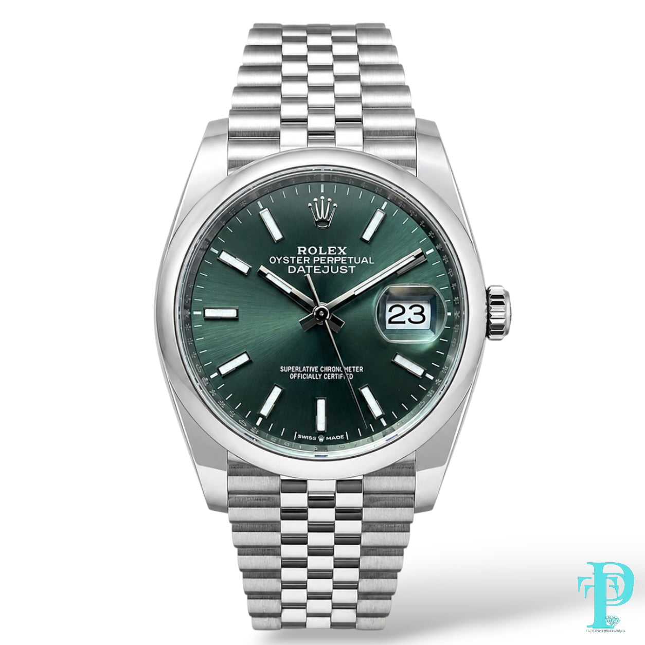 Pre-Owned 36MM Datejust Green 126200 Jubilee Stainless Steel (2025)