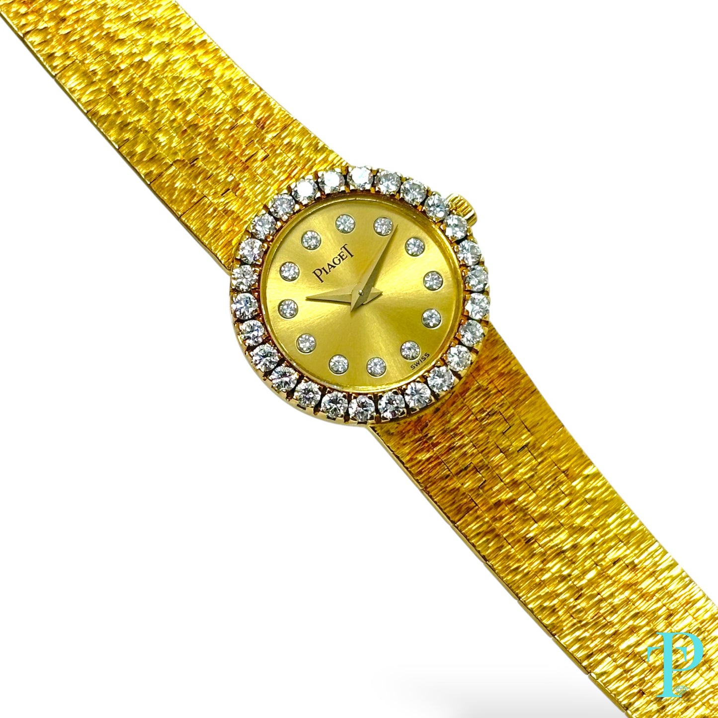 PIAGET 26MM 18KT GOLD & DIAMOND BEZEL LADIES VINTAGE COCKTAIL WATCH