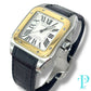41MM CARTIER SANTOS 100 XL / 18KT YELLOW GOLD / STAINLESS STEEL / WHITE ROMAN DIAL / LEATHER BRACELET / AUTOMATIC MOVEMENT