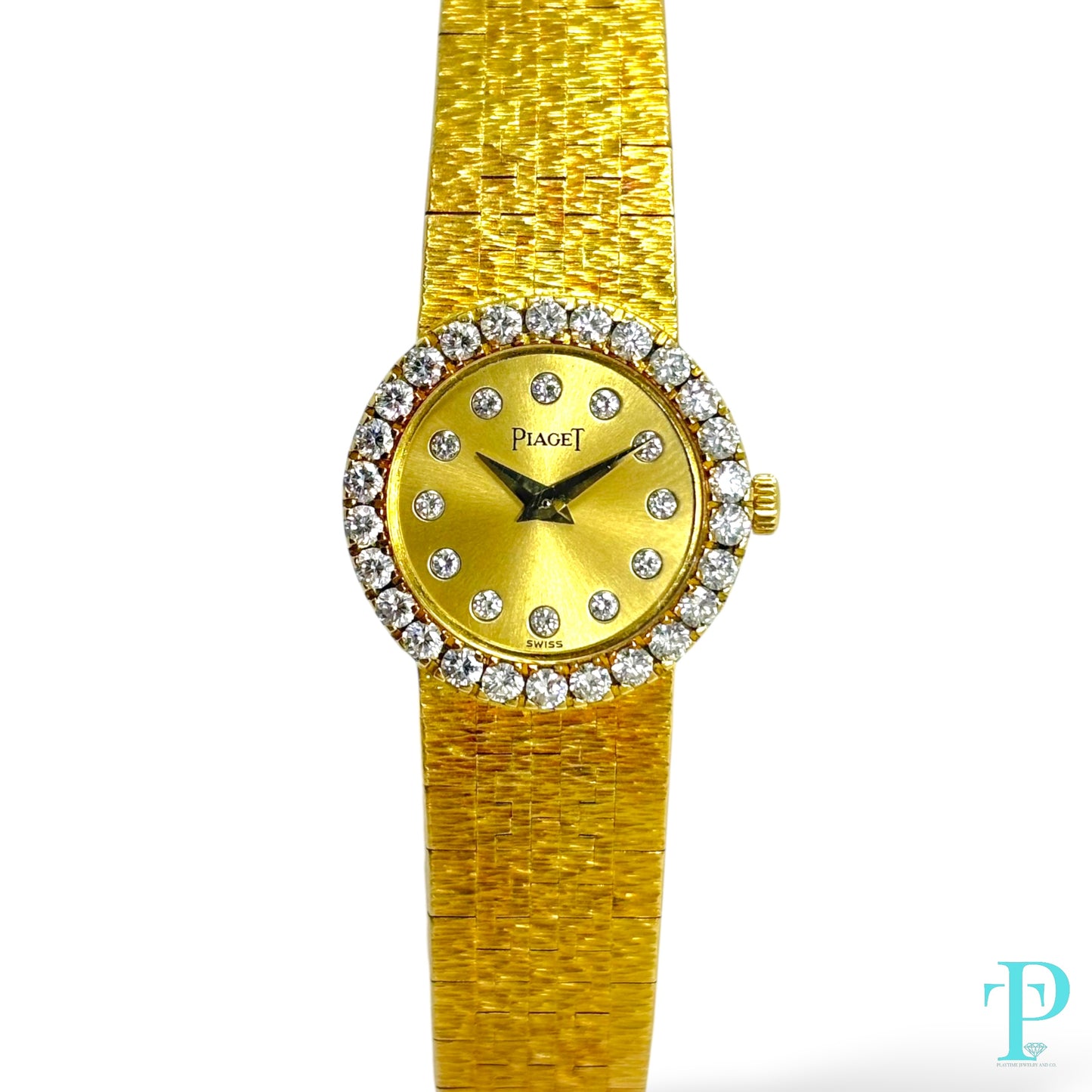 PIAGET 26MM 18KT GOLD & DIAMOND BEZEL LADIES VINTAGE COCKTAIL WATCH