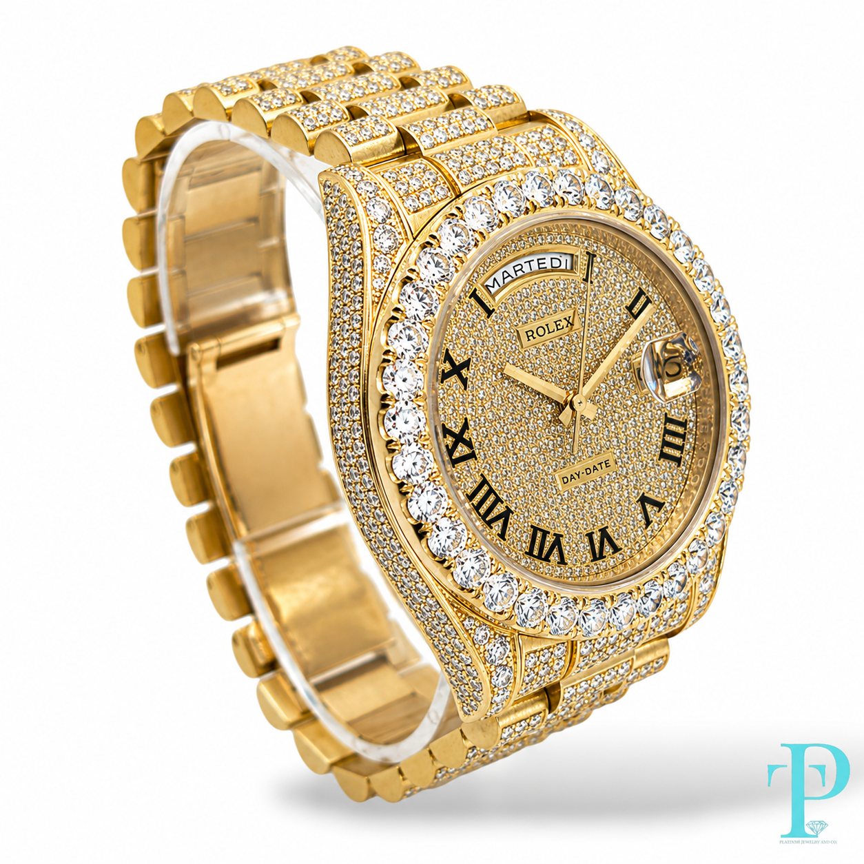 41MM ROLEX DAY-DATE PRESIDENTIAL 18KT GOLD NATURAL DIAMOND BUSTDOWN 28CTW