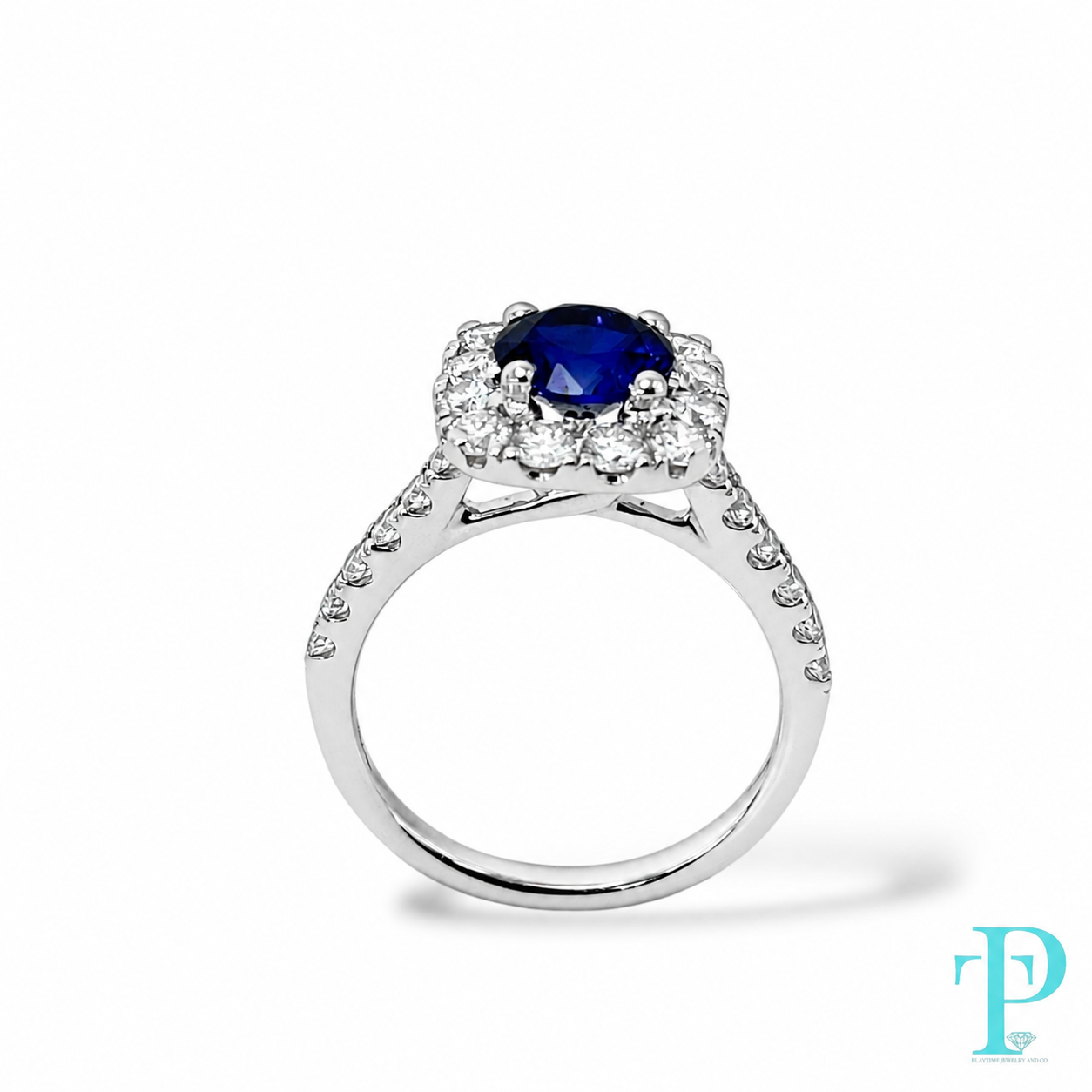 14KT GOLD LAB-GROWN 2.00CTW SAPPHIRE & DIAMOND RING