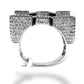 10KT WHITE GOLD “M” INITIAL RING 7.00 CT