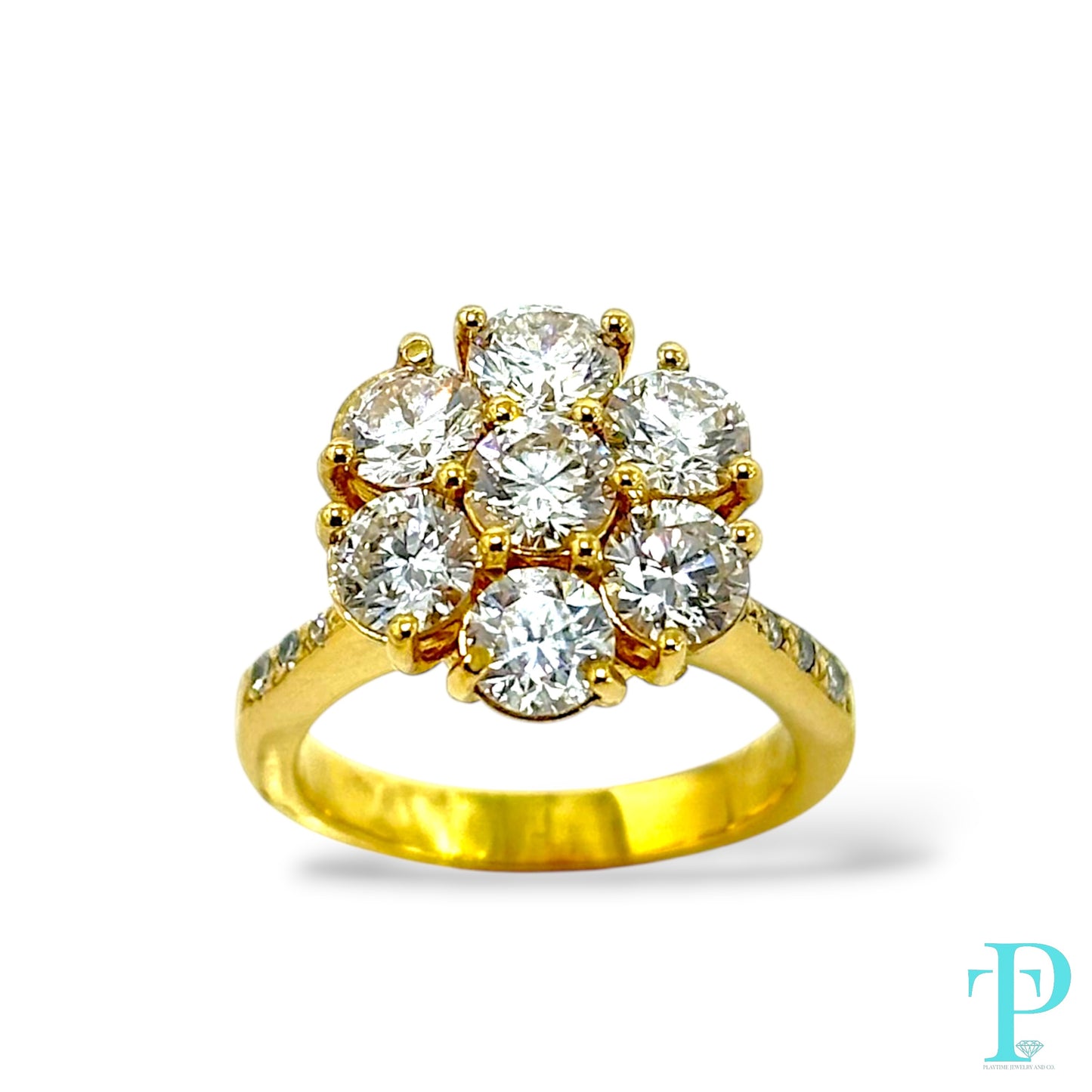 14KT GOLD 1.05CTW LAB-GROWN DIAMOND CLUSTER RING