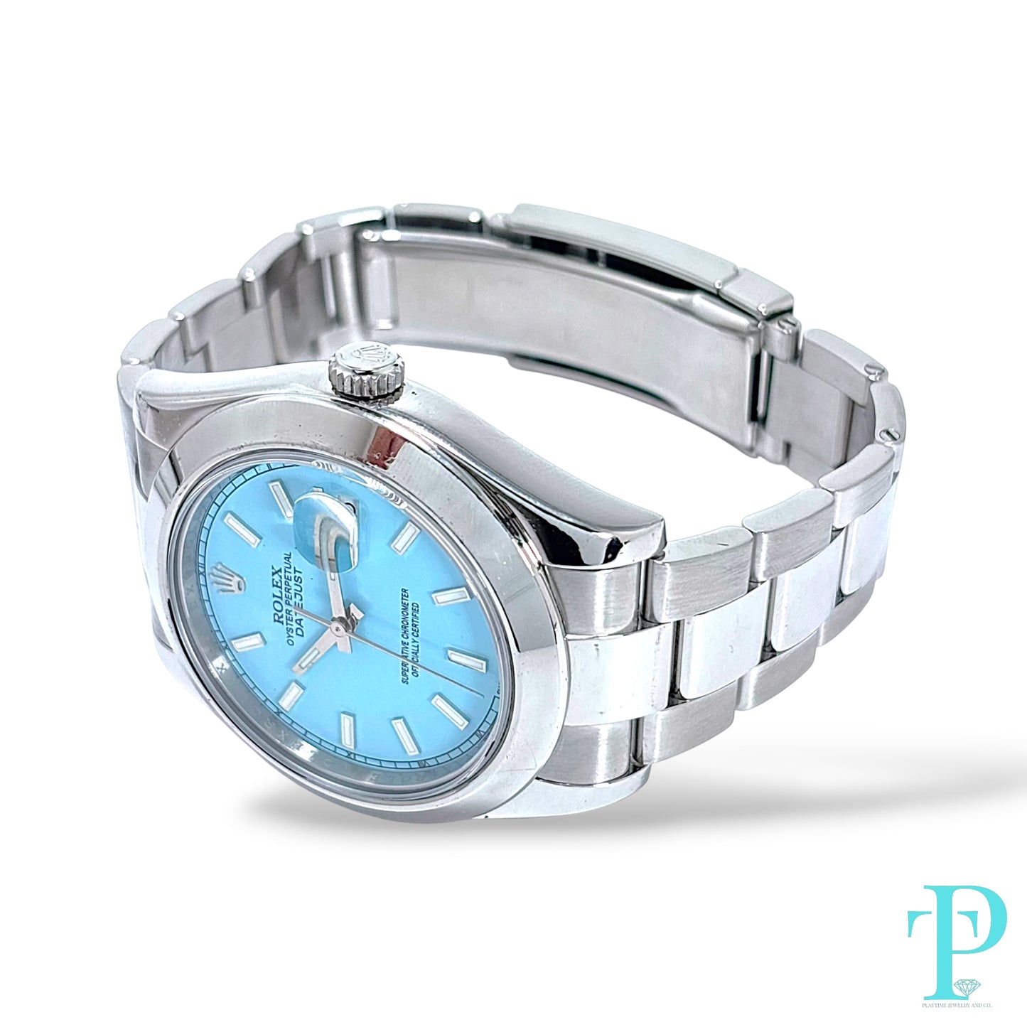 41MM ROLEX DATEJUST TIFFANY BLUE DIAL MENS WATCH REF.116300
