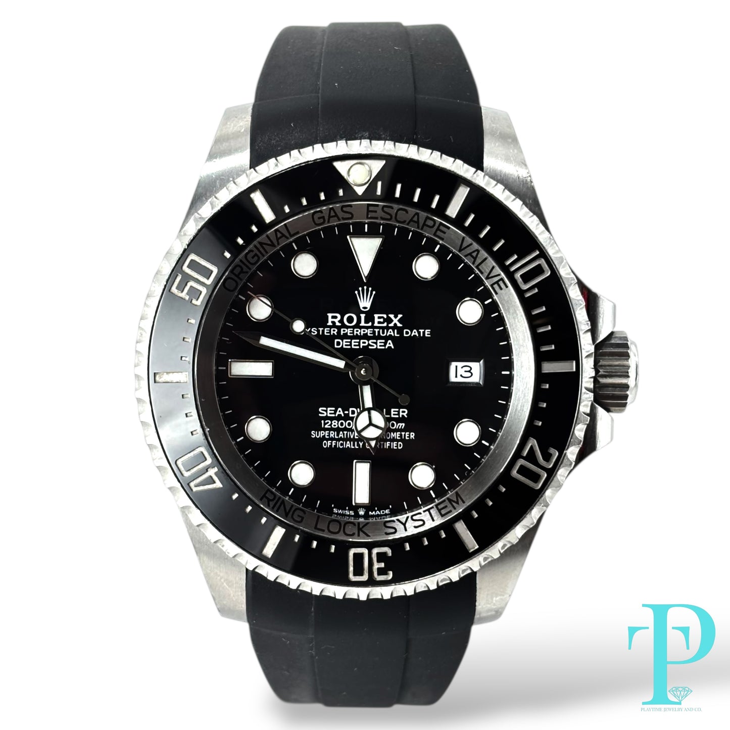 44MM ROLEX DEEPSEA / OYSTER FLEX RUBBER BAND / BLACK DIAL / DATE-FUNCTION / OYSTER-STEEL / AUTOMATIC MOVEMENT