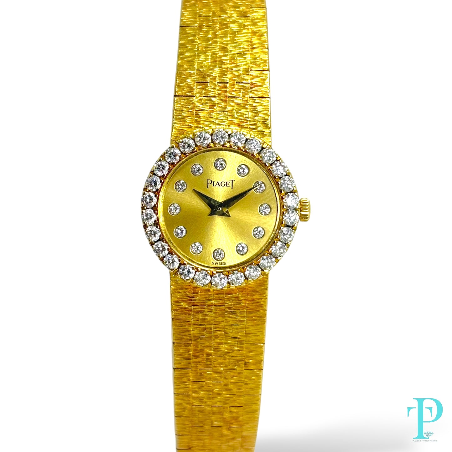 PIAGET 26MM 18KT GOLD & DIAMOND BEZEL LADIES VINTAGE COCKTAIL WATCH