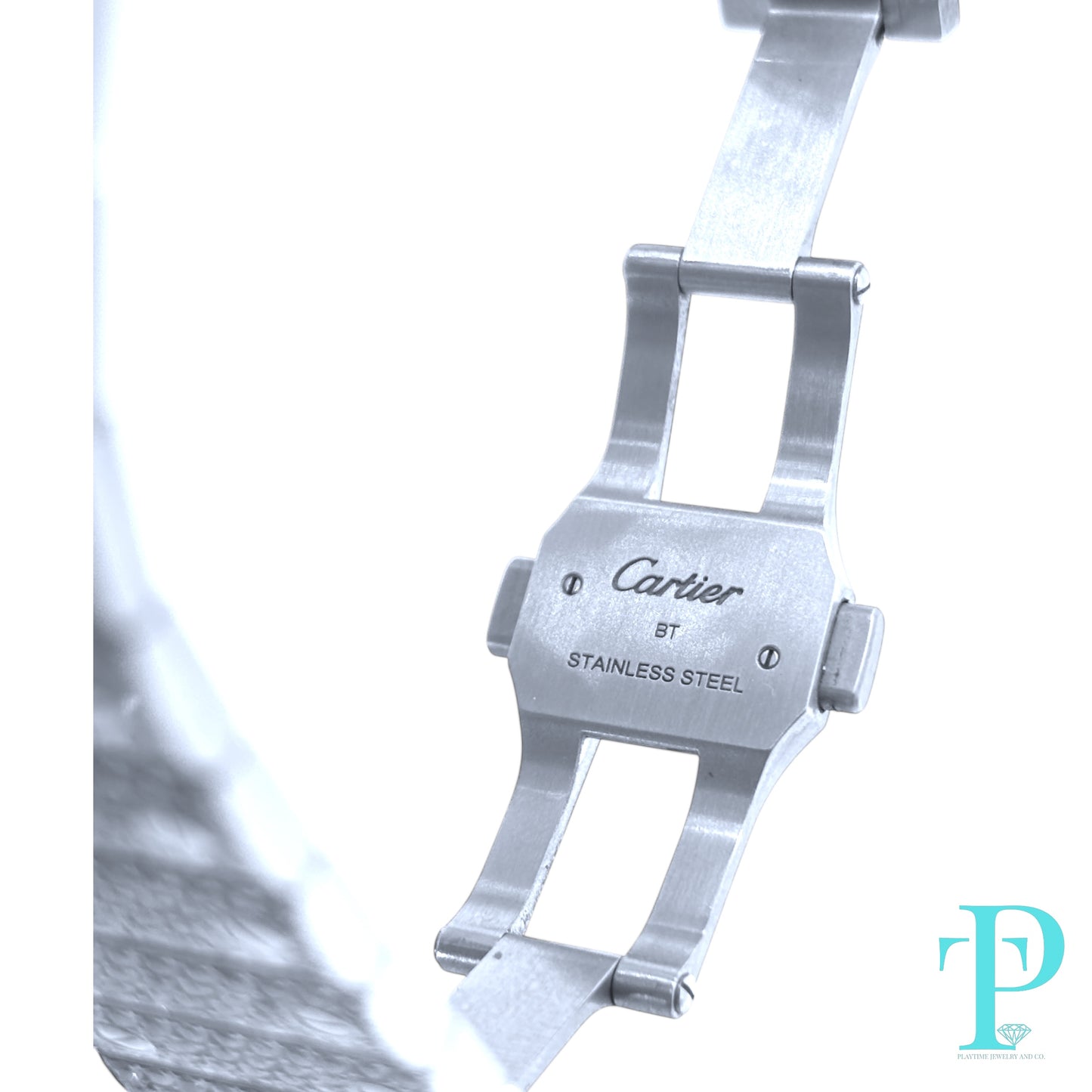 40MM CARTIER SANTOS BUSTDOWN/DIAMOND ENCRUSTED REF.4072 STAINLESS STEEL / MOP DIAMOND DIAL