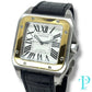 41MM CARTIER SANTOS 100 XL / 18KT YELLOW GOLD / STAINLESS STEEL / WHITE ROMAN DIAL / LEATHER BRACELET / AUTOMATIC MOVEMENT